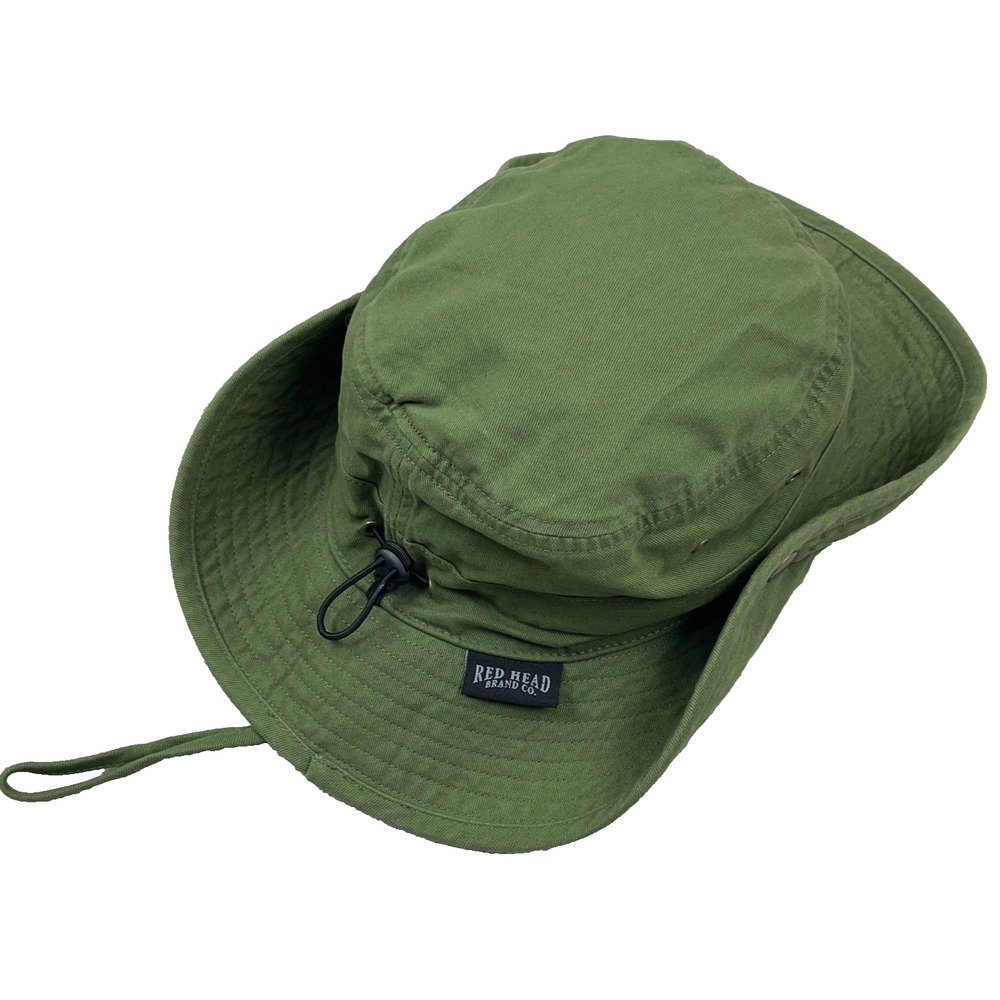 Redhead Bucket Hat Cap Size Large Green Twill Drawstring Rope Hunting Hiking